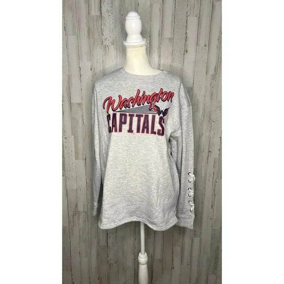 NWT Women's Large‎ NHL Washington Capitals Long-Sleeve Sweatshirt Heather Gray - Picture 1 of 5